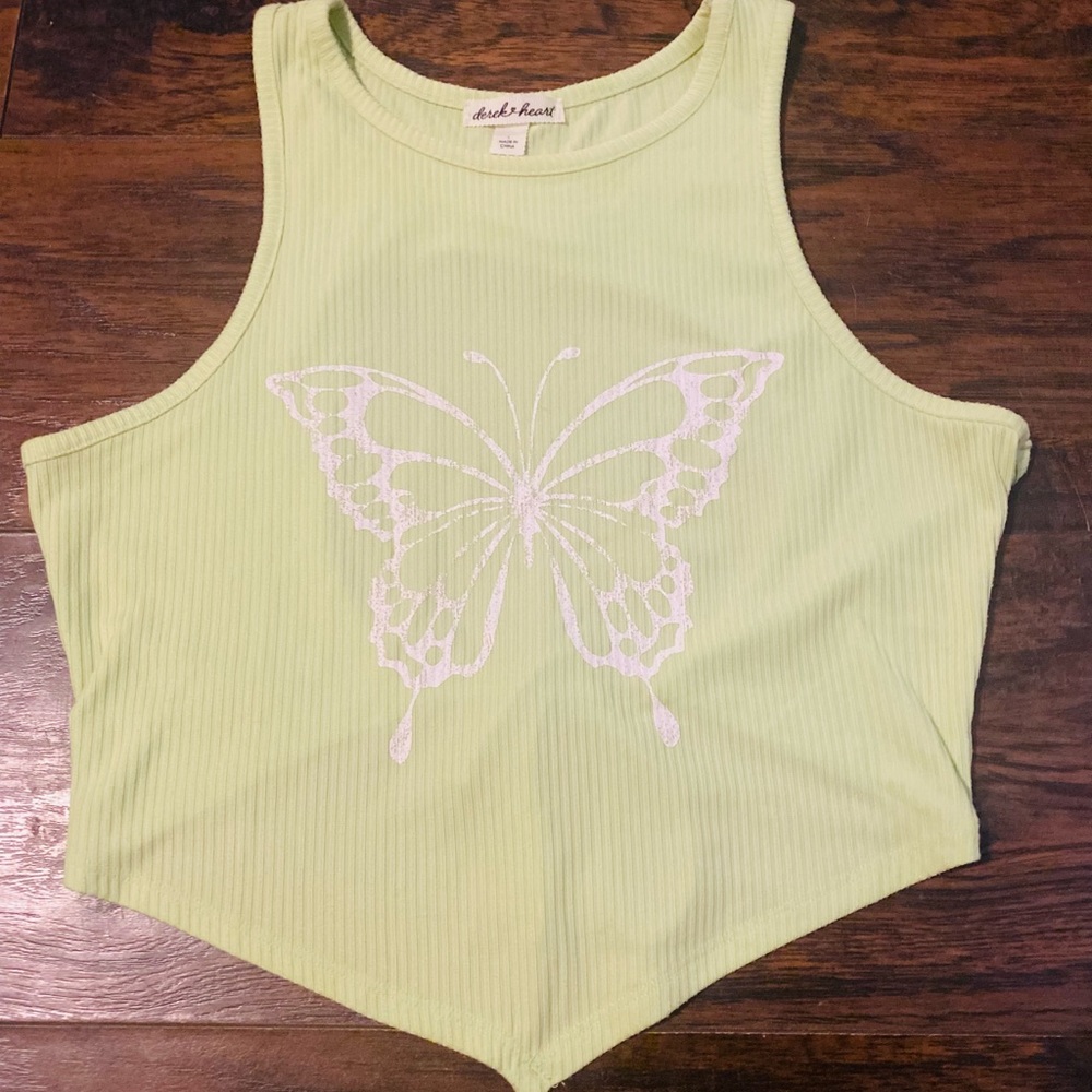 green, derek’s heart v cut tank top